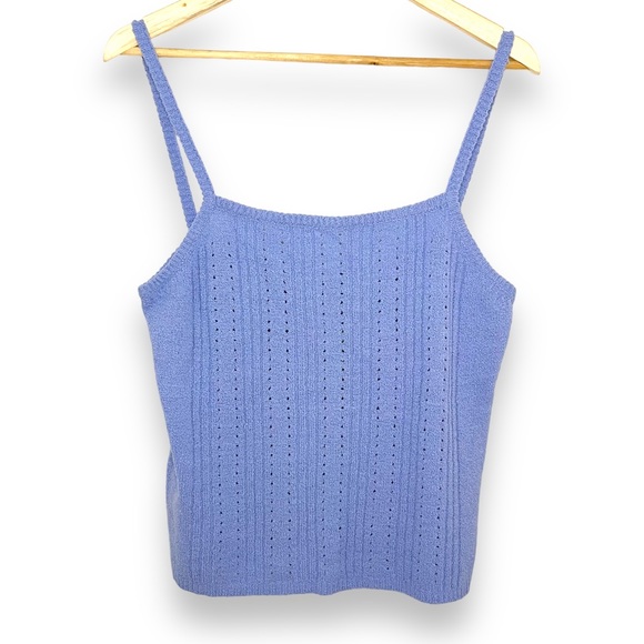 Vintage Boho Pastel Blue Knit Cropped Camisole - Picture 2 of 6
